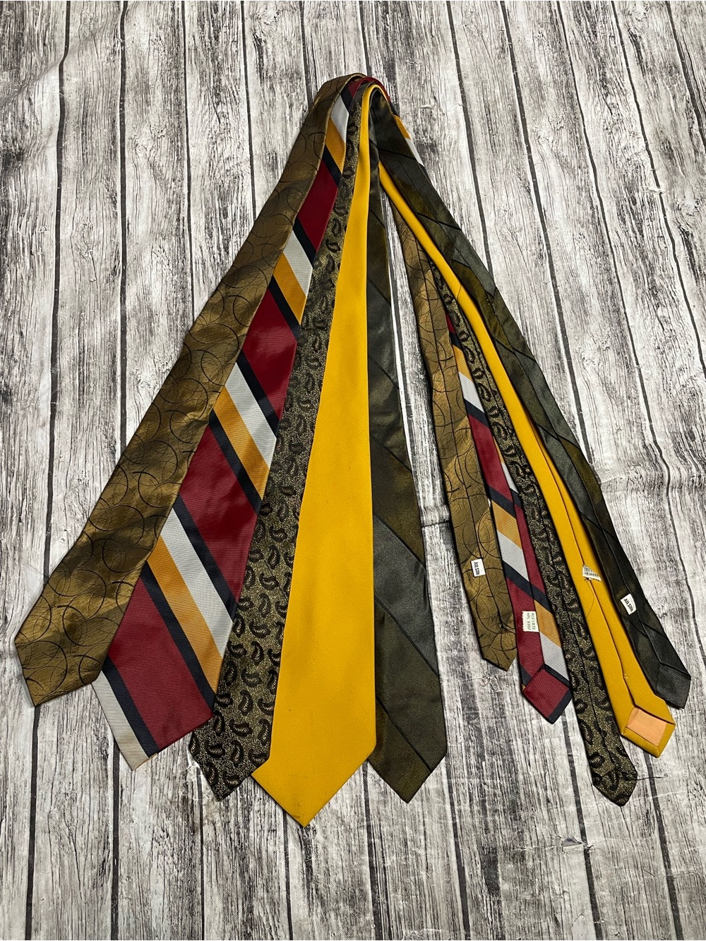 Lot of 5 Golden Yellow Mustard Themed Ties Various Brands Great Condition